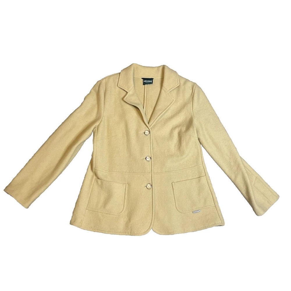 Geiger Boiled Wool Jacket Coat Beige 3-Button Womens Size 42 Coat Austrian Made